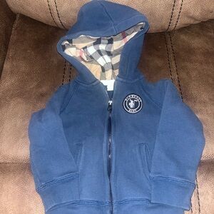 Burberry Navy Kids Hoodie with Check Lining
